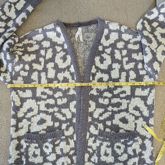 Dreamers Gray And White Open Front Floral Print Cardigan - Size Large - Picture 7 of 12